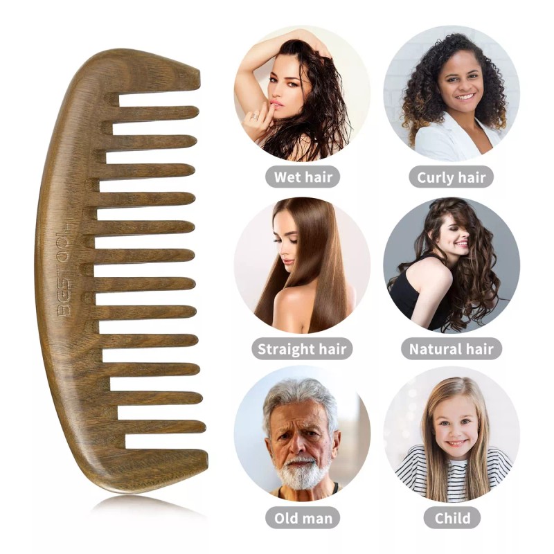 Bestool Peine De Dientes Anchos Para Cabello Rizado Largo Y