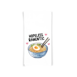 Hopeless Ramentic Flour Sack Cotton Tea Towel, Tomato Kitchen Decor, Mother's Day Birthday Christmas Anniversary Valentine's Day Gift Idea for Ramen Lover