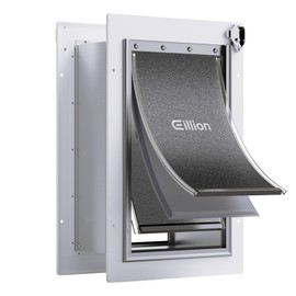 Pet Door for Wall Dog Door for Wall, 3-Flap Doggie Door with Insulation, All-Metal Frame and Telescoping Tunnel, Pets Up to 40 Lb (Medium Size)