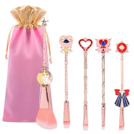 Sailor Moon Makeup Brush, Makeup Brush, Eye Brush Set, Cute, Set of 5, Fiber Bristle, Makeup Brush Set, Eyeshadow Brush, Eyebrow Brush, Powder Brush, Makeup Brush, Super Soft Makeup Tool Brush
