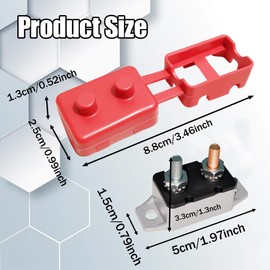 Rebvugr 2PCS DC 12V - 24V Automatic Reset Circuit Breaker with Cover Stud Bolt, 12V 40A Circuit Breaker Automatic Reset for Battery Chargers, Trucks, Electric Cars, Car Engines and More (40 Amp)