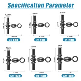 JL Sport Cross-line Crane Fishing Swivels - 20/50Pcs 3 Way T-Shape Fishing Swivel Sleeves Crimp Swivel Fishing Tackle Connector -Size 3/0-3