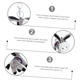 Vaguelly Donkey Key Ring Plush Animal Pendant Animal Pendant Backpack Donkey Pendant Plush Donkey Pendant Bag Charm Doll Decorate PP Cotton