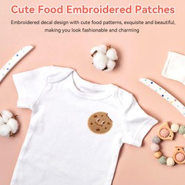 Cute Food Embroidered Patches, 12PCS Cartoon Embroidered Patches Assorted Styles Cute Theme Iron on Sew on Patches for Kid Adults Cute Embroidery Appliques Patches for Clothing