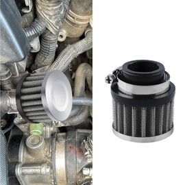 HQRNYP Air Filter, Valve Cover Breather, 25mm Auto Crankcase Cold Air Filter Cleaner with Adjustable Clamp, Breather Turbo Vent Cleaner Automotive Accessories Fit for Cars and Motorcycles (Silver)