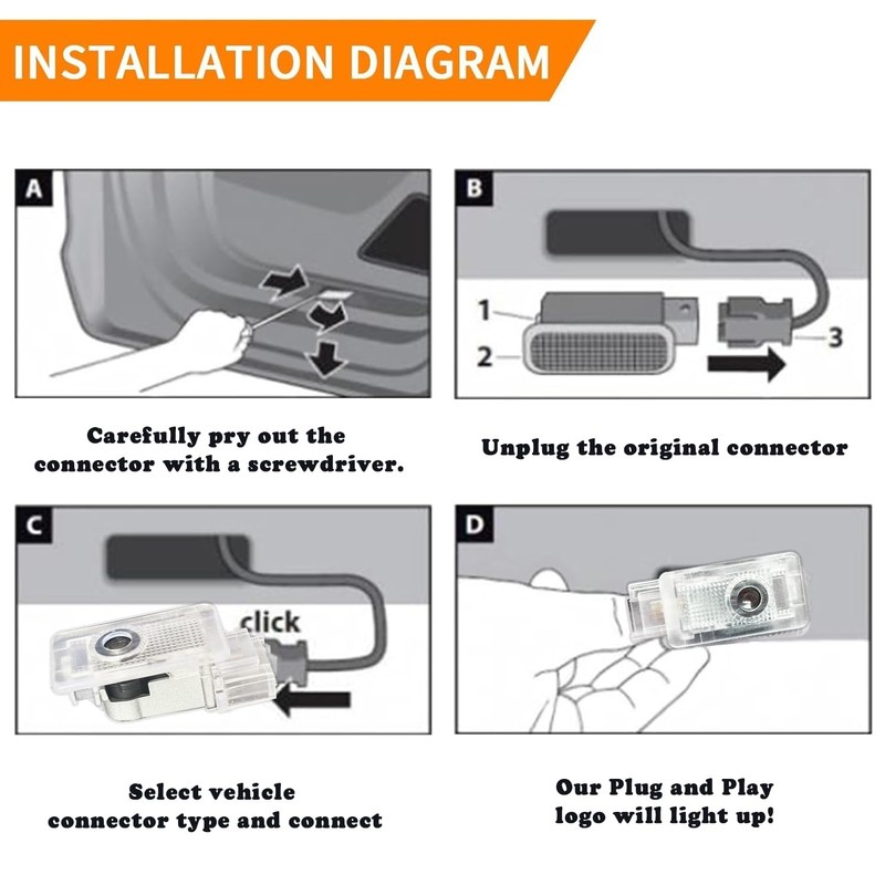 Lzmytsdklo 4Pcs Car Door LED Projector, Puddle Lights Door Lights