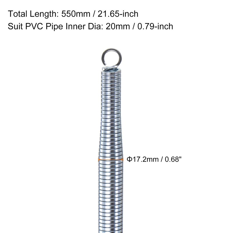 sourcing map PVC Pipe Bending Spring 17.2mm OD 550mm Long