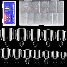 Clear Soft Gel ToeNail Tips, Melous 600PCS Full Cover Nail Tips Gel x Nail Tips Clear False Fake Nails