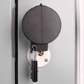 TEMEILI Door Knob Lock Cover ，Without Drilling Doorknob Lock，from Outside Prevents Turning of Door Knob and Access to Keyhole,for Apartment Evictions,Childproof &Dementia Patients(Black with Lock