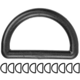 Your Day Mate Hard Plastic D Rings D Ring Without Opening Half Round Ring ABS Plastic D-Ring Buckle for DIY Webbing Strap Strap, 32 mm, black, 12 x