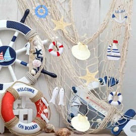 Mermaid Under The Sea Party Decorative Fishing Net 1 m x 2 m Nautical Fishing Net with Shells Nautical Ornaments for Home Bedroom Nautical Decoration Mediterranean Party