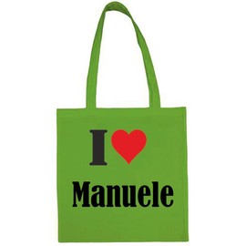 Reifen-Markt Tasche I Love Manuele Größe 38x42 Farbe Grün Druck Schwarz