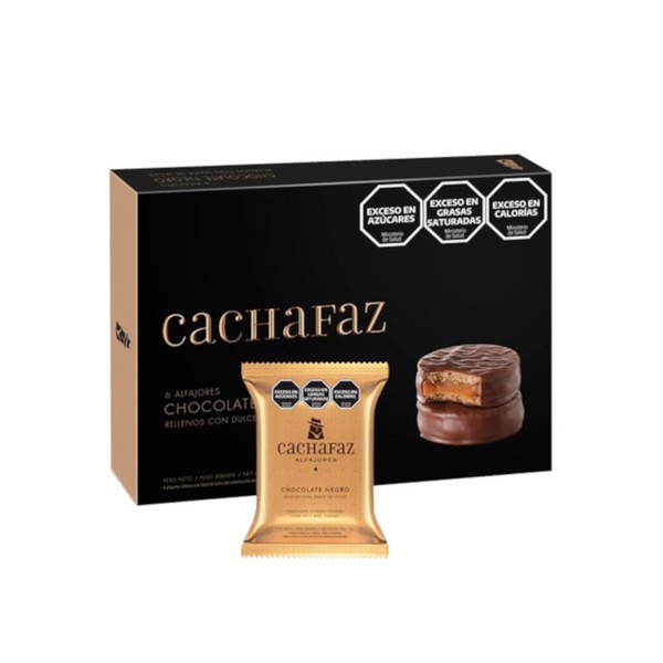 Cachafaz Alfajor Dark Chocolate with Dulce de Leche Wholesale Bulkbox, 360 g / 12.69 oz ea (6 alfajores per case - 12 cases per box)