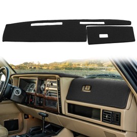 AKMOTOR Dash Cover Mat Custom Fit for Jeep Cherokee Comanche Wagoneer Dashboard Pad Carpet Protector K186 (Black)