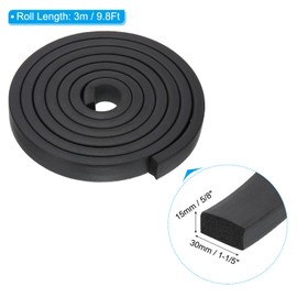 PATIKIL 9.8Ft Foam Rubber Strips, 30mm Wide 15mm Thick EPDM Rubber Soundproof Foam Seal Strip Sealing Foam Tape for DIY Gasket Sealing Door Window Insulation, Black