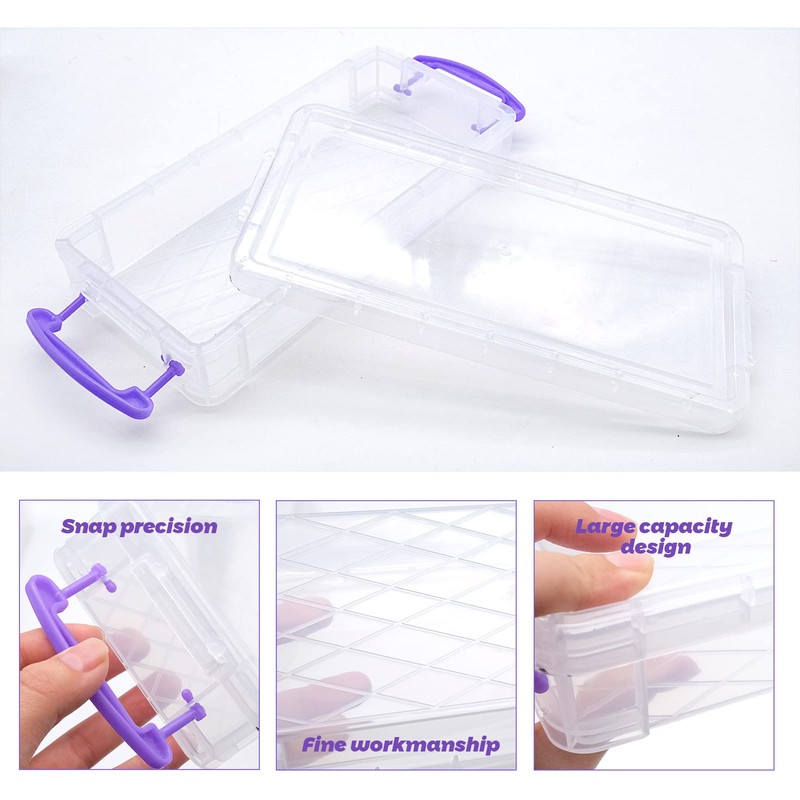 Pack of 4 Stackable Transparent Pen Box, Multifunctional Pencil Boxes,