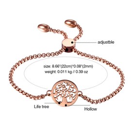 OIDEA Women's Bracelet with Sliding Clasp: Adjustable Heart Cross Tree of Life Wrist Tree of Life Elegant Bracelet Gift for Women Mother Girlfriend, Stainless Steel, without stone
