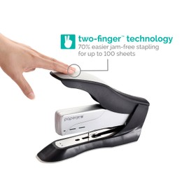 Bostitch inHANCE+100 Heavy Duty Stapler - Two Fingers, No Effort, Spring Powered Stapler - 100 Sheets, Gray (1300)