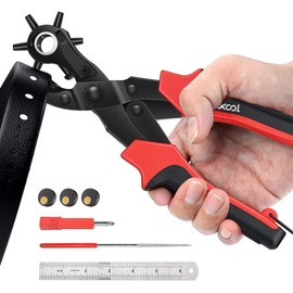 XOOL Precision Leather Punch for Detailed Hole Work with Six-Stage Hole Diameters 2.0-4.5mm, Leather Craft Adjustment Hole Punch, Belt Hole Punch Machine, Belt Punch, Watch Strap, Belt, Thick Paper