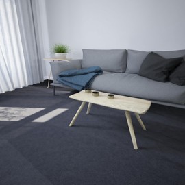 Stickyart Non-Slip Carpet Tiles Peel and Stick with Padding 12x12 Dark Grey Floor Carpet Squares Tiles for Living Room Playroom Pet Friendly Rugs Covers Mats Skid Resistant Washable 4 Tiles