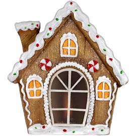 Northlight LED Lighted Frosted Gingerbread Peppermint Christmas House, Brown