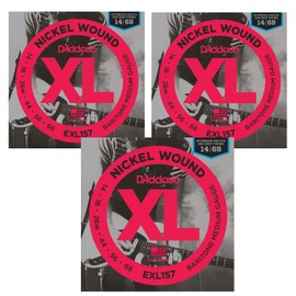 D'Addario Baritone Electric Guitar Strings | EXL157 | 3 SETS | Medium