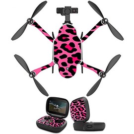 MightySkins Skin Compatible with GoPro Karma Drone Headphones wrap Cover Sticker Skins Pink Leopard