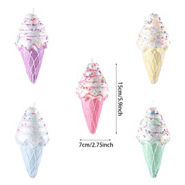 Enanal Ice Cream Christmas Ornaments,5pcs 6”Foam Assorted Ice Cream Ornaments Pastel Hanging Christmas Tree Ornaments Mini Dessert Ornaments for Xmas Decoration Ice Cream Party Supplies