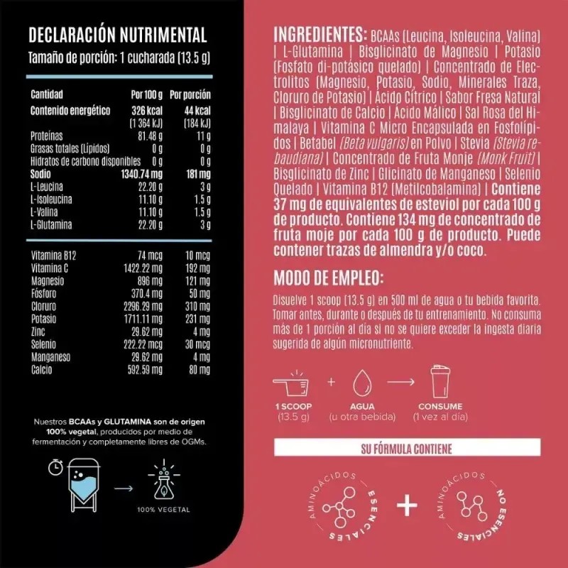 Suplemento Fitness Birdman Bcaas Y Glutamina Fresa 405gr B