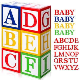 Kolldenn 6 Pcs Back to School Decorations Letter Inspire Party Decoration 30x30 cm Abc Alphabet Boxes with 104 Pcs Letter Cutouts(4 Sets of A-z) Party Favor Theme Birthday Photo Props Decor