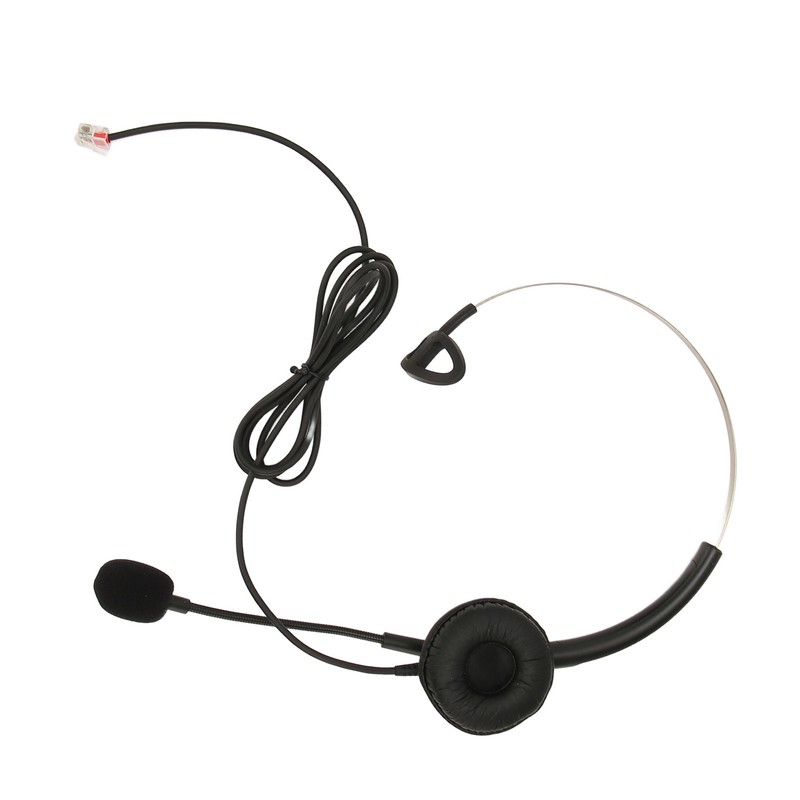 Telephone Headset Single Ear Professional Noise Canceling Adjustable Wired Phone