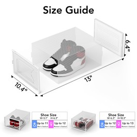 X-Large Shoe Storage Box, 15 Pack Clear Plastic Stackable Shoe Organizer for Closet, Interlocking Design Shoe Container Bins for Sneakers, Foldable Shoe Rack with Lids, White