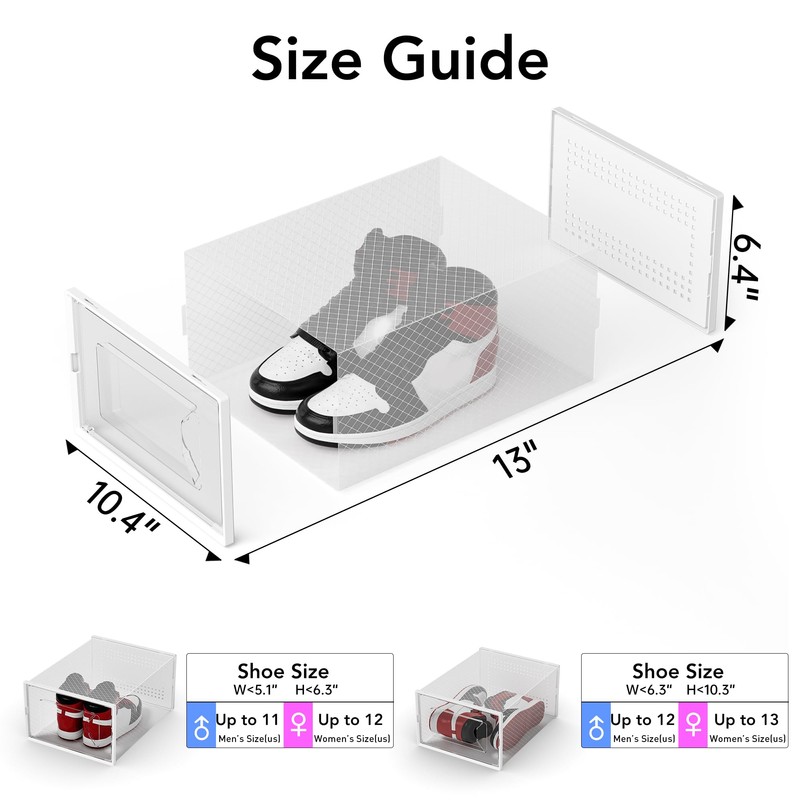 X-Large Shoe Storage Box, 15 Pack Clear Plastic Stackable Shoe