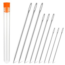 Wonvoc 9 Pcs Long Sewing Needles - 3 Sizes Stitching Needles-3.5/4.9/5.9'', Big Eye Hand Sewing Needles for Stitching and Crafting Projects for Sewing Curtain, Cushion, Carpet, Sofa