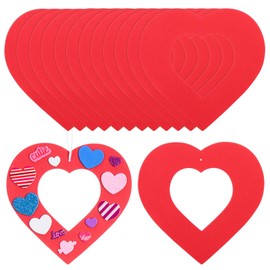 MixTeach 12 Pcs Foam Heart Wreath Ornaments Valentine Hanging Heart Frame Decorations Red Large Heart Shaped Crafts with Hole for Wedding DIY Craft Festival Valentine Decoration