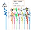 Tibapla 16 Pcs Soccer Themed Straws, 25cm Curly Drinking Straws