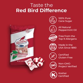 Red Bird Soft Peppermint Candy, Individually Wrapped, Gluten Free Breath Mints, 10 oz Bag