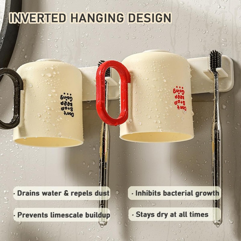 Magnetic Toothbrush Holder with Cup - Wall Mounted No Drilling