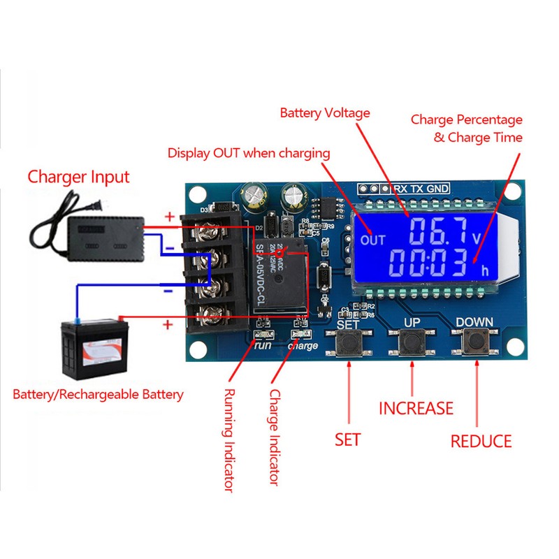 XY L10A Lithium Battery Charge Controller Protection Board Module LCD