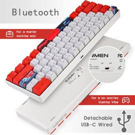 surmen GT61 60% Mechanical Gaming Keyboard 60 Percent RGB Backlit Hot-Swappable Wireless/Wired Compact Mini Keyboard Bluetooth 5.0 Keyboard Programmable/N-Key Rollover (Gateron Yellow, Sun)