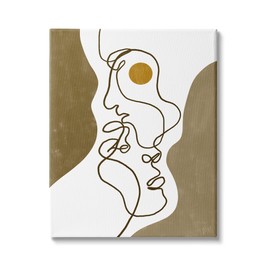 Stupell Industries Tender Faces Line Drawing Abstract Orange Brown Shapes, Designed by Birch&Ink Canvas Wall Art, 24 x 30, Green