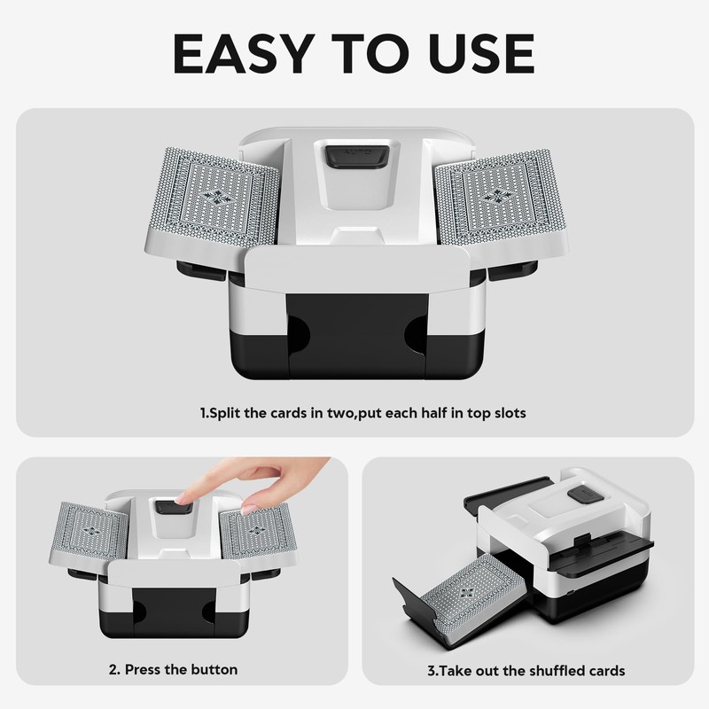 FarmNix Automatic Card Shuffler,Rechargeable Card Shuffler for 1-2 Decks
