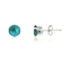 ZIRCON BLUE 5MM Classic Brilliant Round Cut Cubic Zirconia (CZ) Sterling Silver Birthstone Stud Earrings/Ear Studs for Women Ladies Girls - 925 Sterling Silver. 5-BZIR