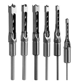 Square Hole Mortise Chisel Drill Bit Tools, HSS Woodworking Hole Saw Mortising Chisel Drill Bit Set Twist Drill, Different Sizes 1/4" 5/16" 3/8" 1/2" 9/16" 5/8"(6pcs)
