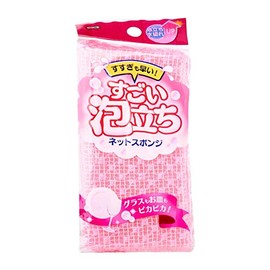 Ohe Kitchen Sponge, Pink, 5.9 x 3.0 x 0.8 inches (15 x 7.5 x 2 cm), Amazing Foaming, Net Sponge, Dishwashing, Rinse, Quick, Foaming, Drain