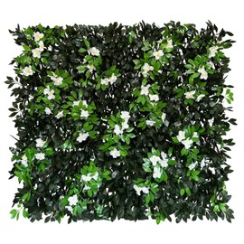 Sumery Expandable Fence Privacy Screen for Balcony Patio Outdoor,Decorative Faux Ivy Fencing Panel,Artificial Hedges (Single Sided Leaves) (1, Branches -White Fowers)
