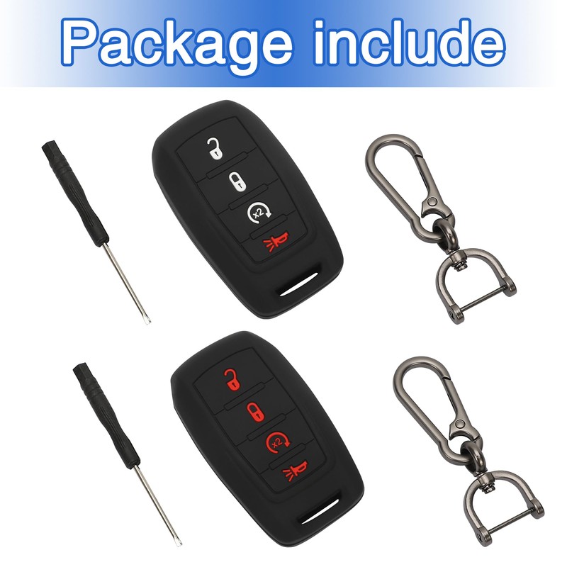 TOMALL 2 Pack for Dodge Key Fob Cover with Keychain,
