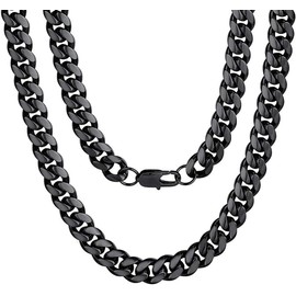 Black Necklace for Men 18 inch 14MM Chunky Curb Cuban Link Chains Mens Gifts