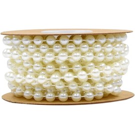 1Roll 6mm Faux Pearl Bead Garland Beads Pearl Chain Pearl Strands String for Wedding Party Decoration DIY Crafts Project, 5 Meters in Length (Beige, One Size)