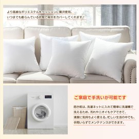 ATOKA Cushion, Filling, 17.7 x 17.7 inches (45 x 45 cm), Single Item (Other Sizes Available), White, Thick, Crushable, Soft, Nude, Sofa, Washable, Body Pillow